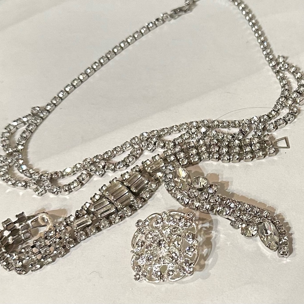 Vintage, four piece rhinestone bundle